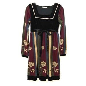 Silent Worth Striped Floral Women's Dress Renaissance-Style